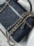 Chanel 2026 Vanity Bag 19.5cm Blue Denim Leather