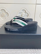 CC 26s Thong Sandals 65 Black White Green Rubber Leather 647676