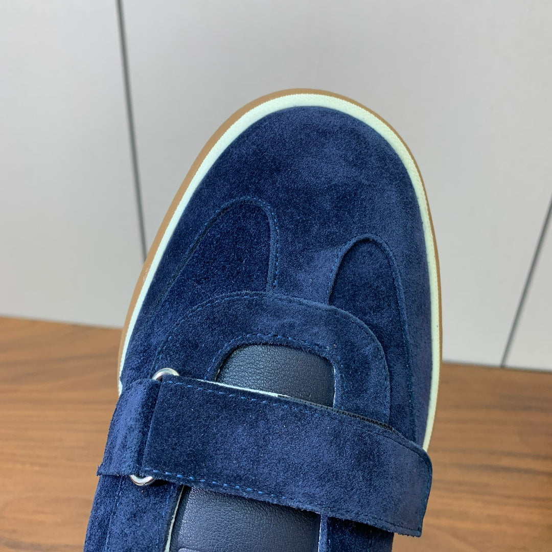 LP 26SS Velcro-strap Men Sneaker Blue Suede Leather 606506