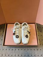 Miu Miu 2026 Plume Sneaker With Floral Charm White Satin 621346