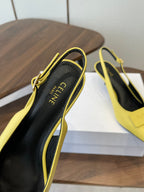 Celine 26 Pointed-Toe Slingback Yellow Sheepskin 624684