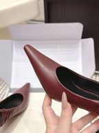 YSL 26ss Slingback 75 Burgundy Sheepskin 654720