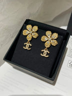CC    Flower Gold Diamond Earrings