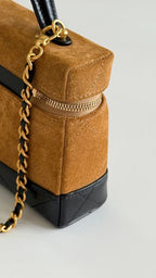 Chanel 2026 Vanity Bag 19.5cm Beige mix Black Suede Leather