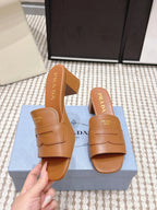 PRA 2026S High Heel Slippers 55 Tan Brown Leather 658337