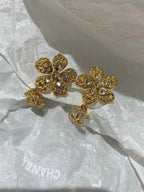 CC    Flower Gold Diamond Earrings