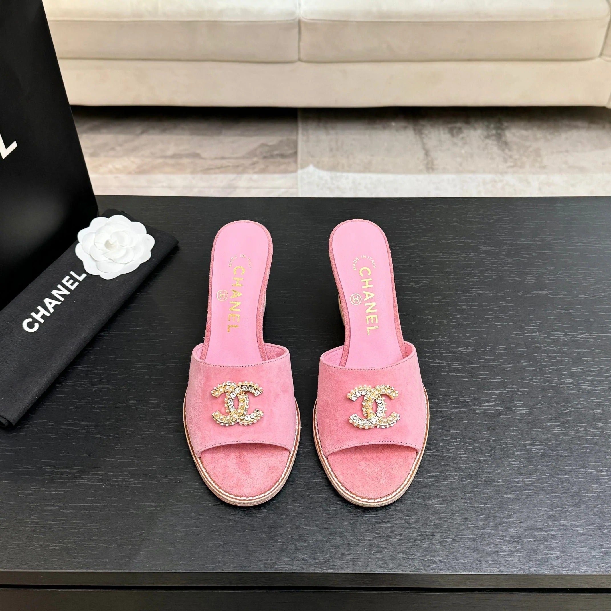 CC 2026 Wedge Sandals 65 Pink Suede 667768