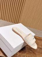 CD 26 Embroidered Slippers White Cowhide 610276