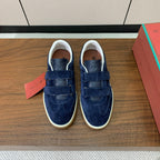 LP 26SS Velcro-strap Men Sneaker Blue Suede Leather 606506
