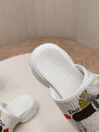 CD 26s Platform Slippers 35 Cream White Canvas Lambskin 643810