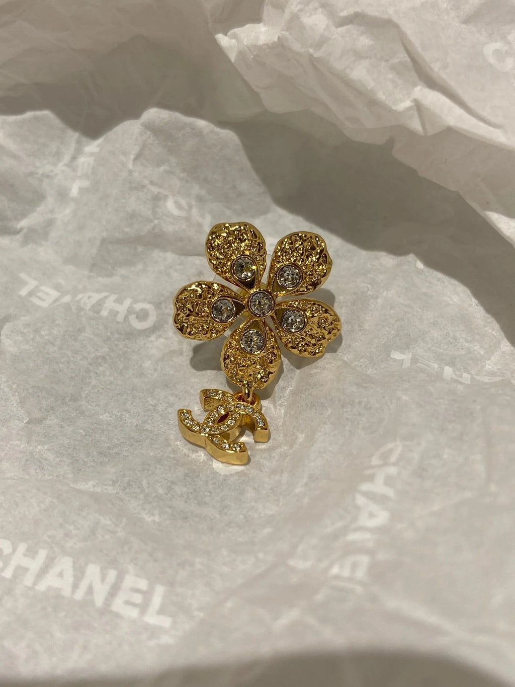 CC    Flower Gold Diamond Earrings