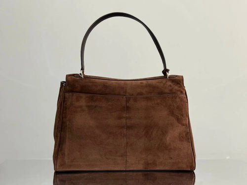 Balenciaga Large Rodeo Bag 40 Coffee Brown Suede Sliver Hardware