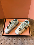Miu Miu 2026 Plume Sneaker With Floral Charm Light Blue Satin 621342