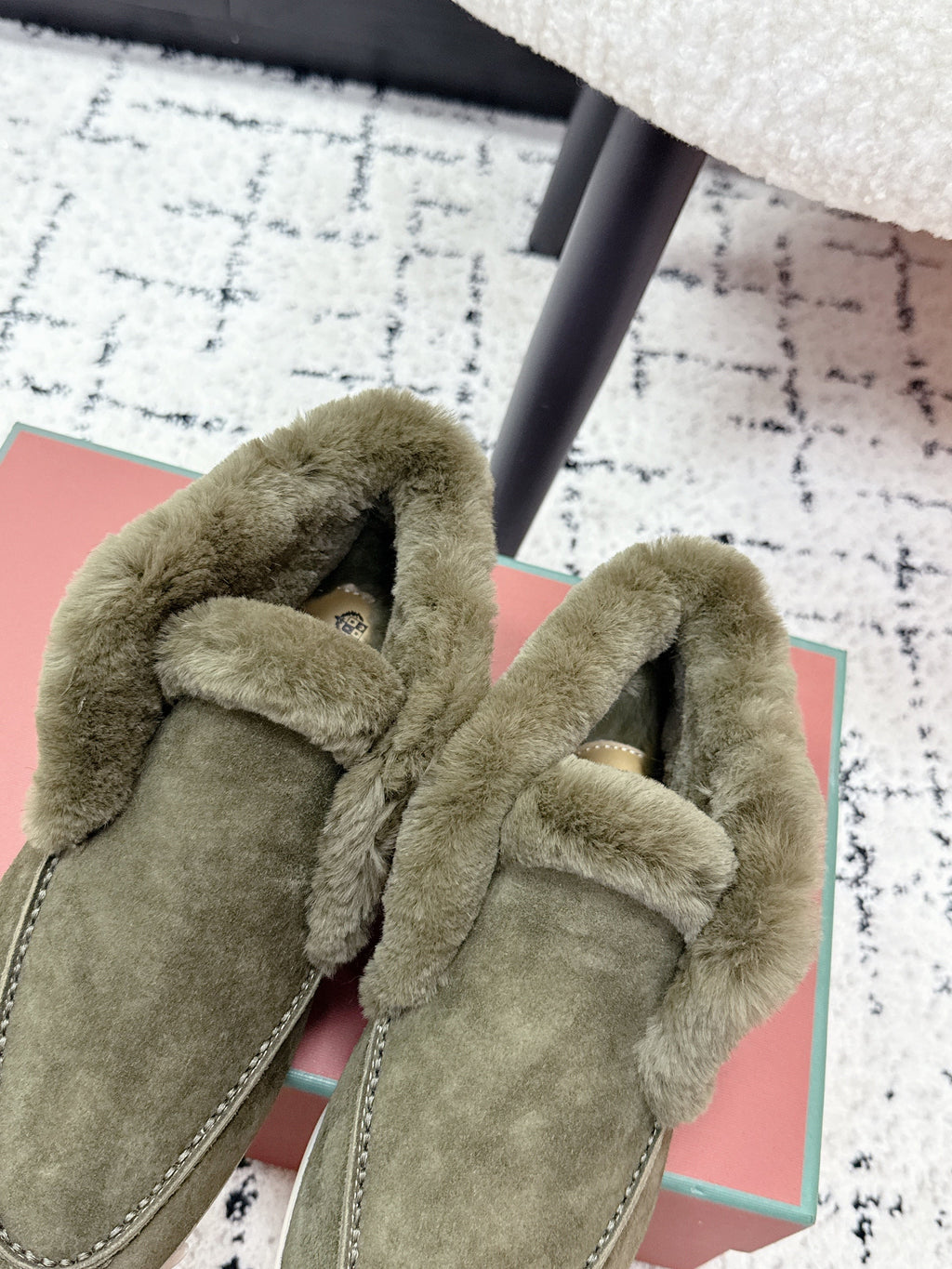 LP 26SS Open Walk Ankle Boot Green Suede Fur 617390