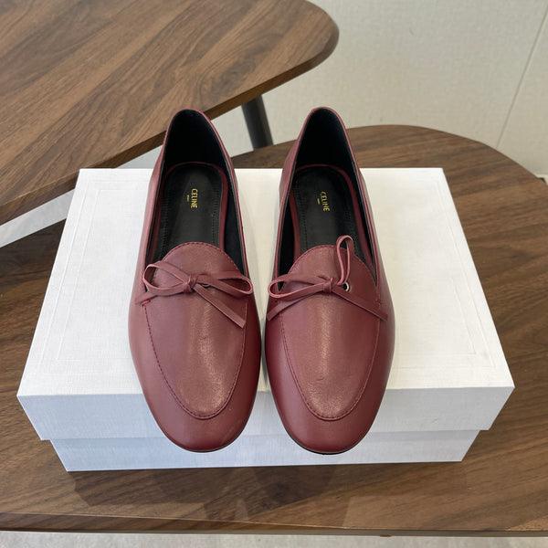 Celine 26 Loafers Burgundy Sheepskin 624691