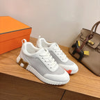 HM 26ss Sneakers White Gray Cowhide Fabric 638567