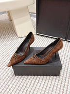 YSL 26ss High Heel Pumps 75 Brown Suede 654700
