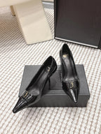 YSL 26ss High Heel Pumps 75 Black Leather 654703