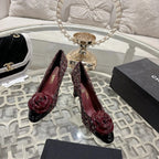 CC 26s High Heels Pump 85 Burgundy Colorful Wool Fabric 627013