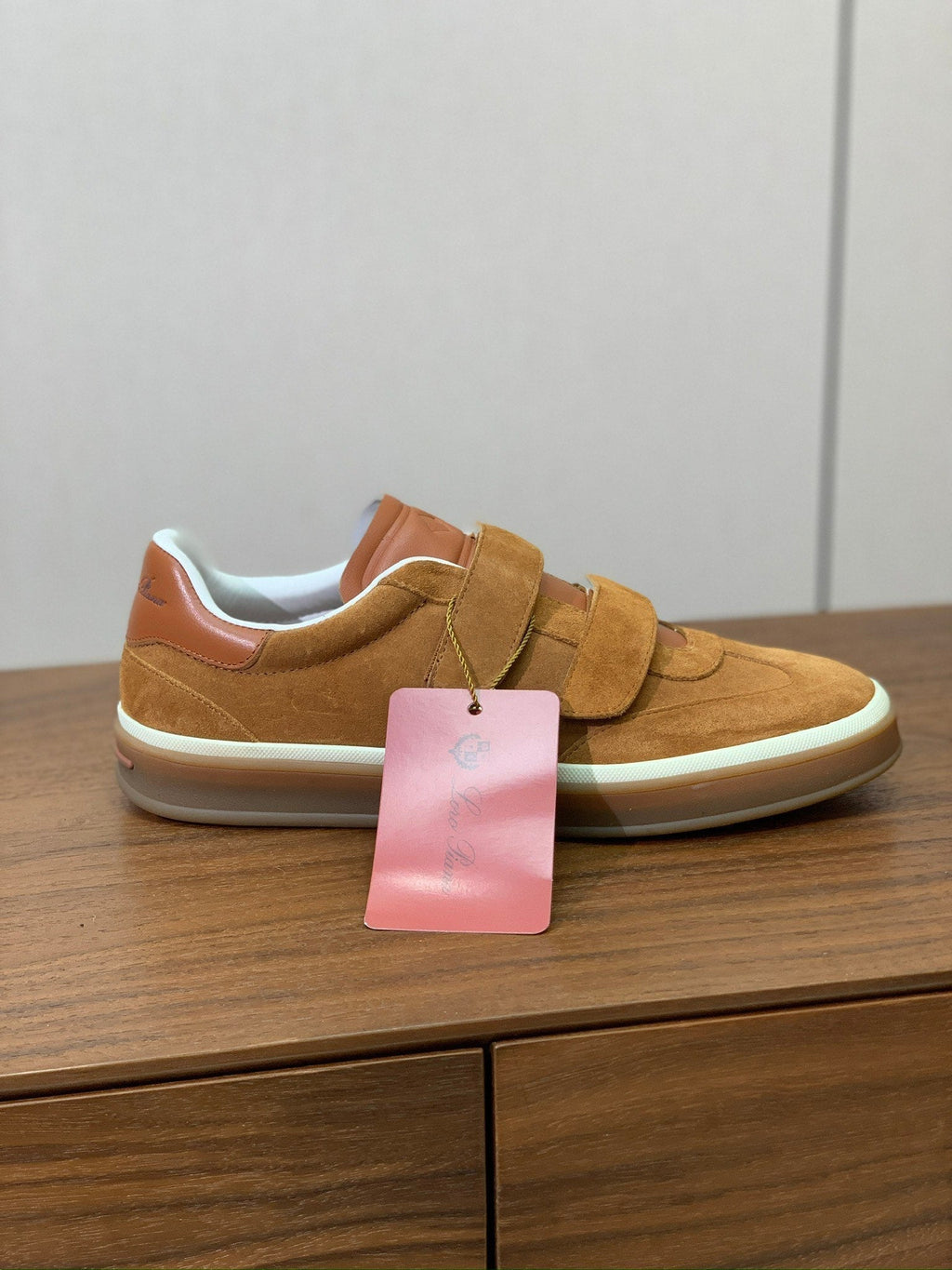 LP 26SS Velcro-strap Men Sneaker Camel Suede Leather 606507