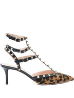 VT Rockstud Heeled Sandals 65 Leopard-Print Calf Hair EUR145,00€