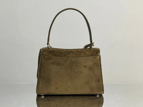 Balenciaga Small Bag 29 Olive Green Suede Sliver Hardware