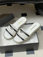 CC 26s Platform Slippers White Cowhide 649458