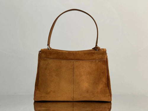 Balenciaga Medium Bag 35 Camel Brown Suede Sliver Hardware