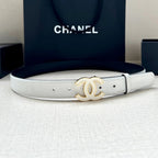 CC 30MM BELT IN FULL WHITE SMOOTH CALFSKIN METAL HARDWARE