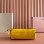 SUEDE BAG 22 MUSTARD YELLOW GOLD HARDWARE