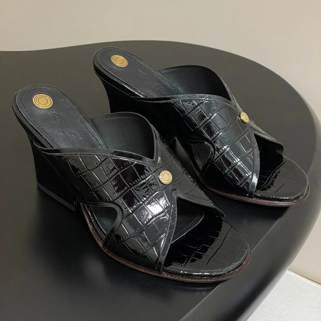 HIGH HEELS 80 MM IN BLACK CALFSKIN SNAKE EMBOSSING