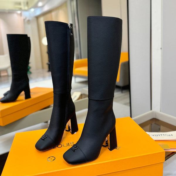 LV High Boots 85 Black Calfskin 573738
