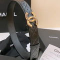 DOUBLE C BELT 40MM IN BLACK QUILTED LAMBSKIN GOLD BUCKLE EMBOSSED LOGO