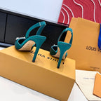 LV 26s Slingback 75 Teal Blue Premium Satin 622440