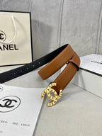 CC 30MM BELT IN BRONZE BROWN SMOOTH CALFSKIN WITH GOLD HARDWARE