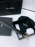 CC BELT 30 MM IN BLACK CALFSKIN PEARL LOGO