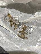 CC Transparent Acrylic Bow Gold Earrings