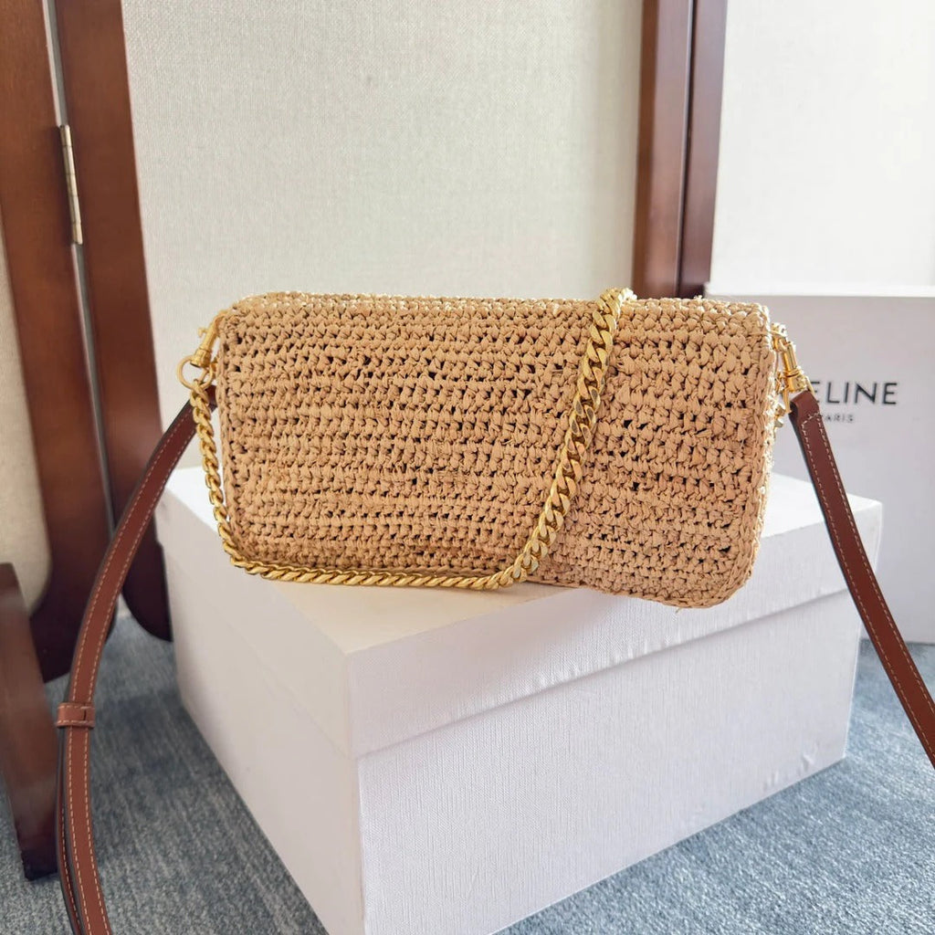 Multipochette Bag 23 In Brown Raffia
