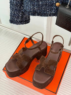 HM 25S JAM 30 HIGH-HEEL SANDAL IN DARK BROWN SUEDE