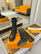 LV Ankle Boots 110 Monogram Black Denim 573719