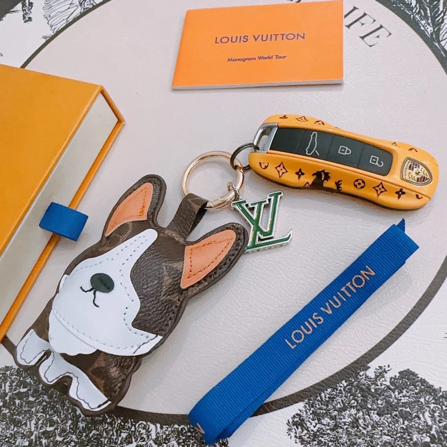 LV Brown Dog Bag Charm