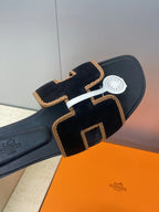 HM 26ss Oran Sandals Black Brown Suede Calfskin 607254