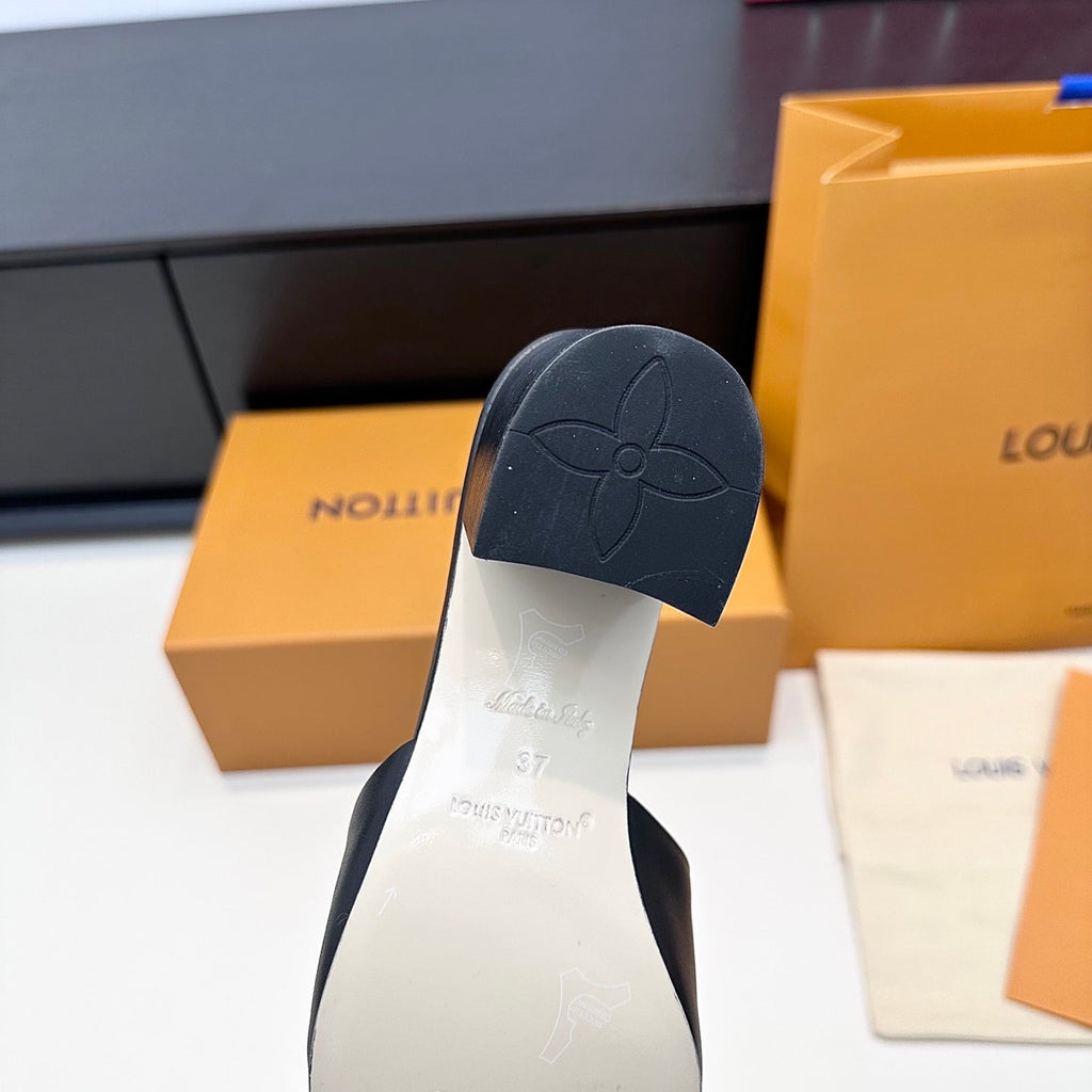 LV 26s High Heels 65 Sandals Black Calfskin 622410