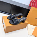 LV 26s High Heels 65 Sandals Black Calfskin 622410