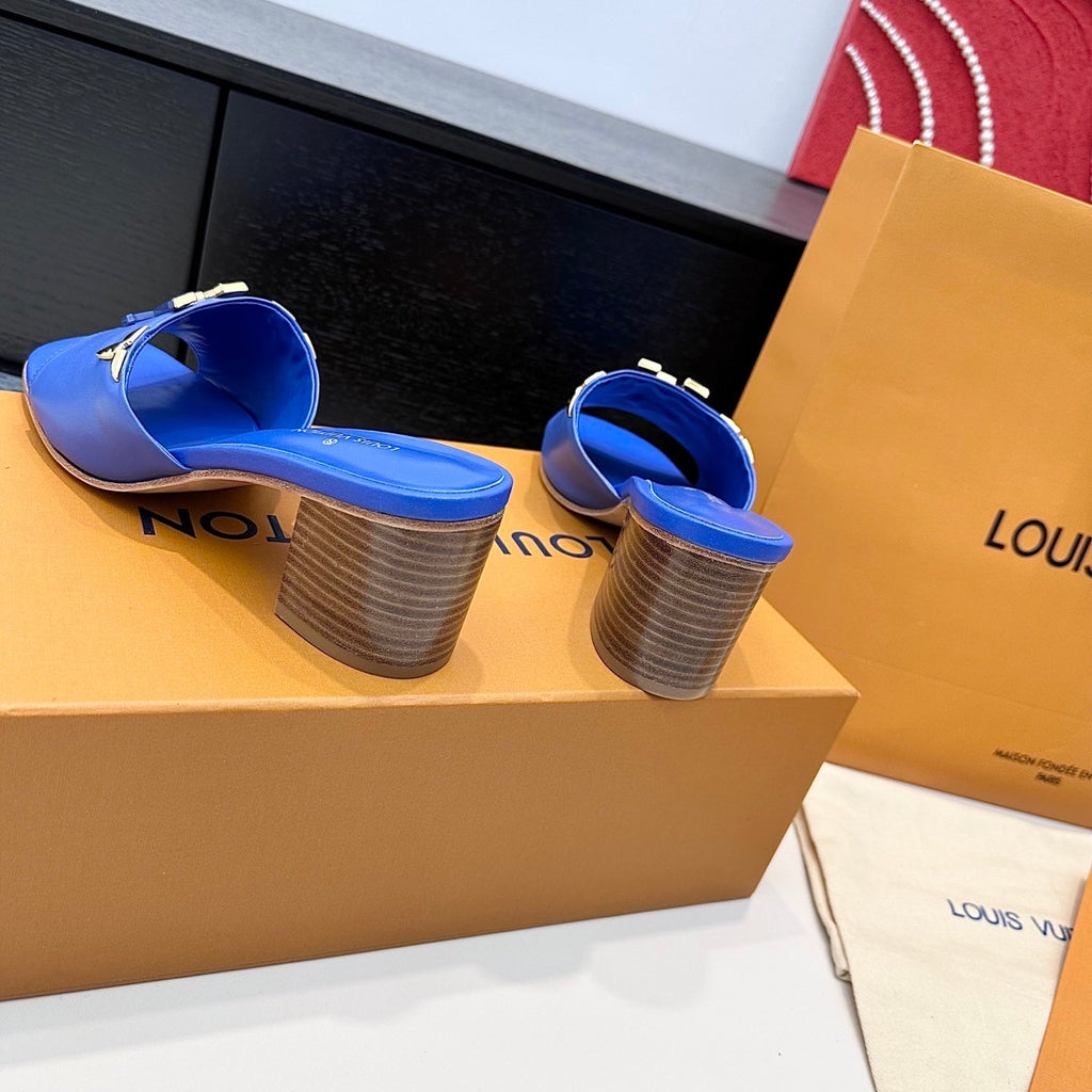 LV 26s High Heels 65 Sandals Cobalt Blue Calfskin 622402