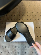 Celine 26 Flat Mule Slippers Black Sheepskin 621528