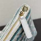Chanel 26 Woven Clutch 19 White Light Blue Canvas