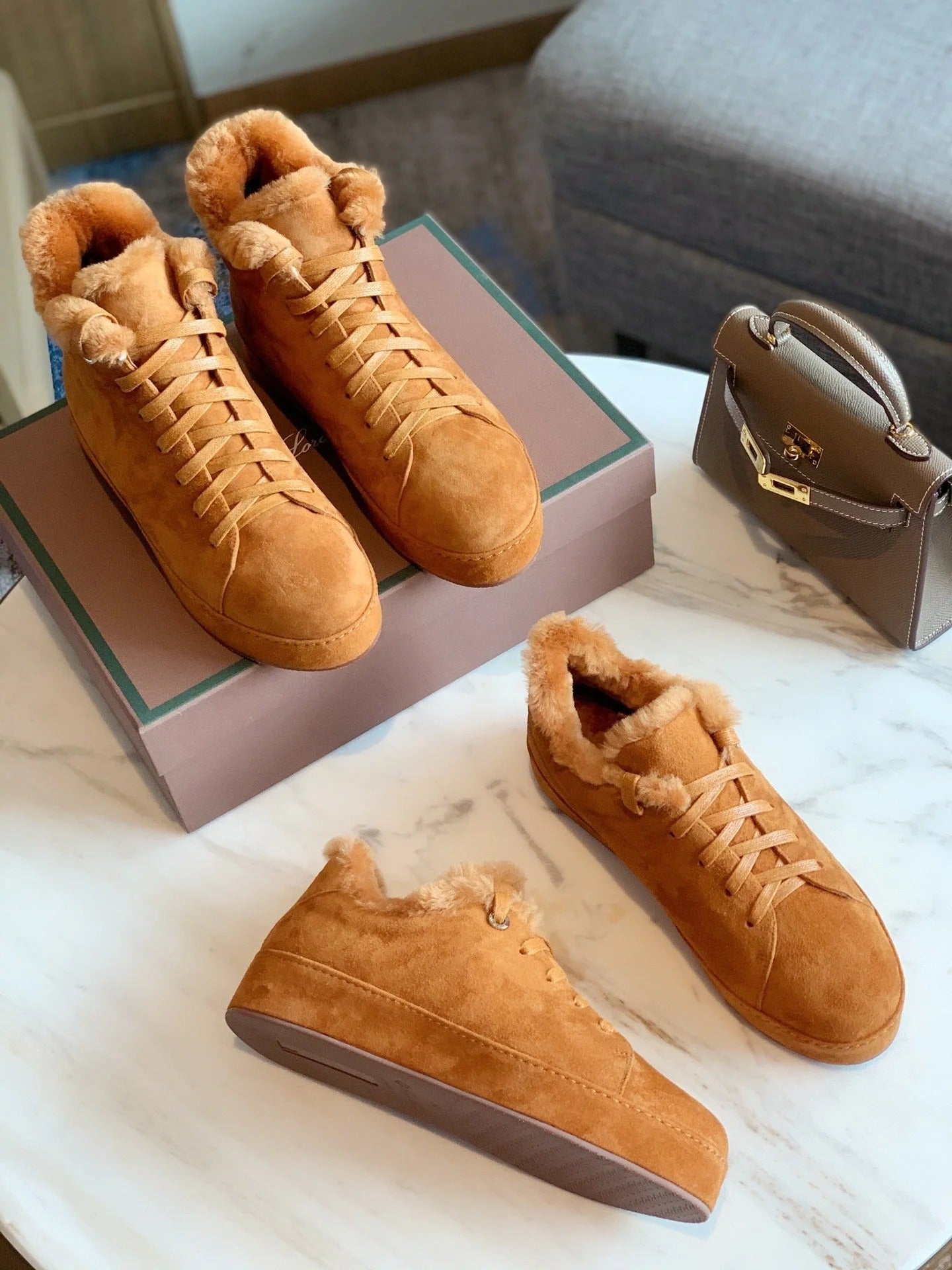 LP WINTER NUAGES SNEAKERS CARAMEL LAMBSKIN FUR