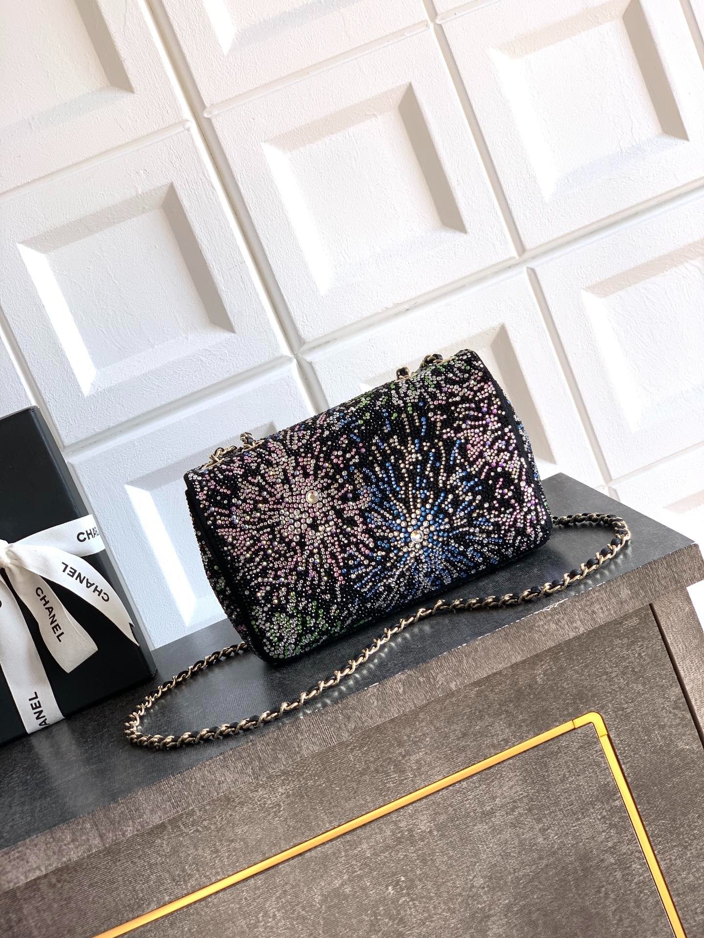 Chanel 2026 Evening Bag 20cm Black Mix Colors Strass Leather