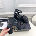 CC 26s HighHeeled Platform Sandals 85 Black Sheepskin 631867